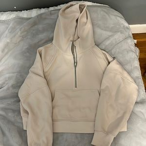 white opal lululemon half zip scuba